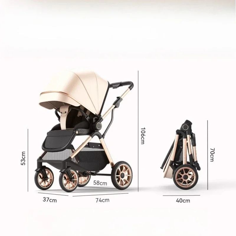 Cochecito ligero plegable para bebé con amortiguación y respaldo ajustable - imagen 4