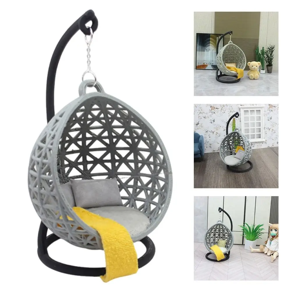Silla tipo cesta colgante para casa de muñecas, accesorios para fotos, modelo de escena, muebles de mesa de arena, 1:12/1:20/1:25/1:30