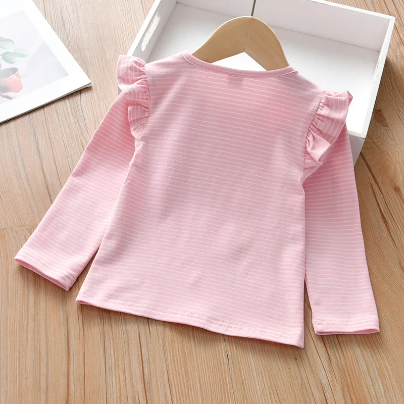 Camisa voladora bordada con volantes de manga larga para niñas, ropa para niños pequeños, blusa para niñas pequeñas - imagen 3