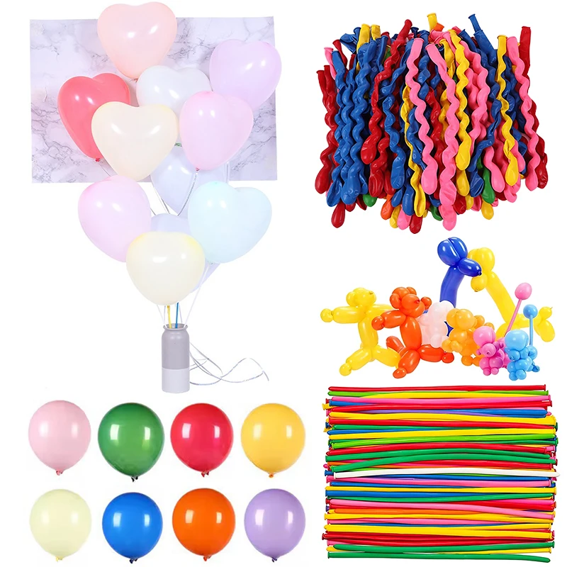 50 unids/pack globo espiral/largo/corazón/forma redonda disponible mezcla aleatoria globos de colores accesorios de decoración del hogar de vacaciones ZYF