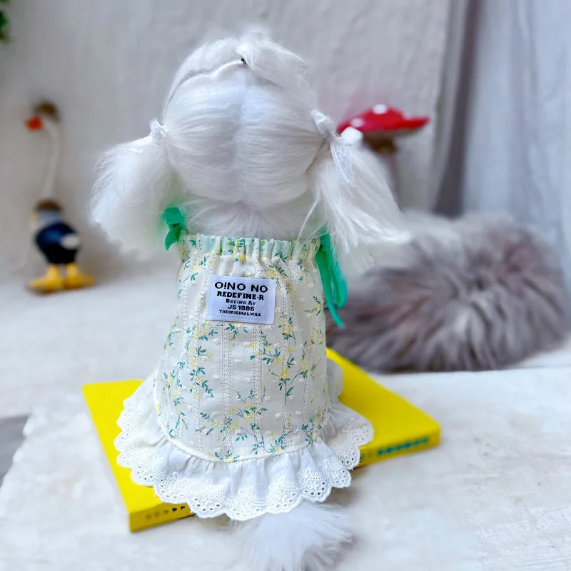 Vestido fresco para mascotas, camisola Floral bordada, chaleco con lazo para perro, Top para perro pequeño, vestidos para perros pequeños, ropa para cachorros - imagen 3