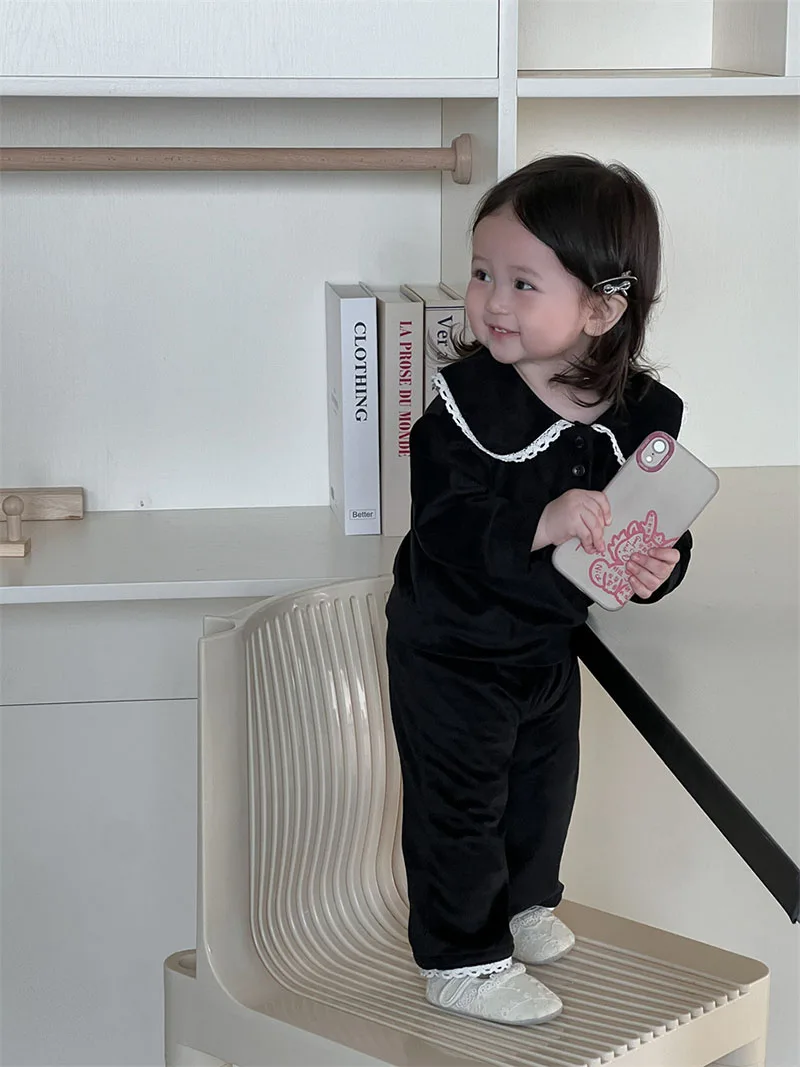 MILANCEL, nuevo conjunto de ropa de primavera para bebés, 9M-3T, bonita camisa de encaje de retazos + Pantalones de pierna ancha, prendas de vestir de estilo fino para niños pequeños, 2 uds. - imagen 3