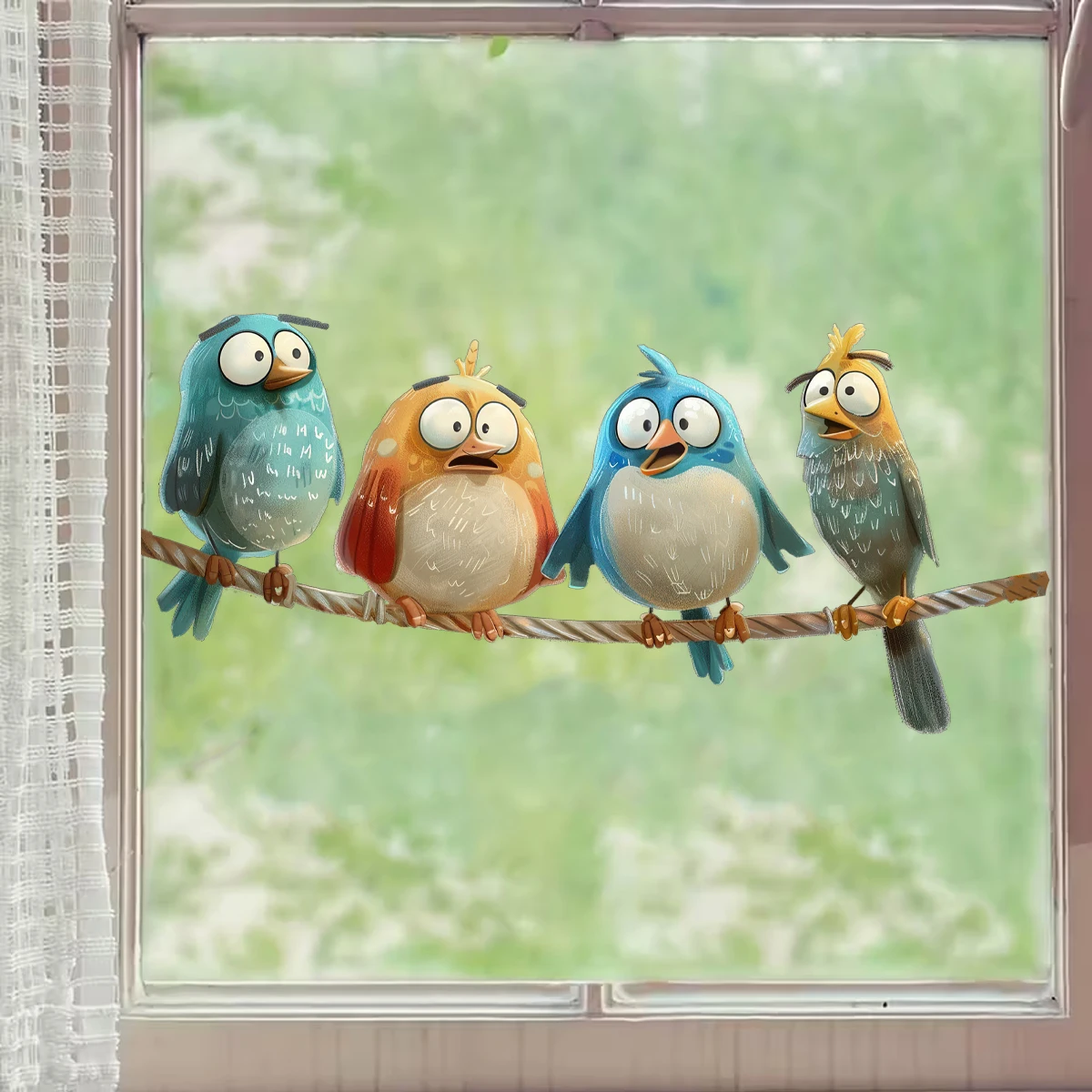 Pegatina de ventana pájaro colorido – Vinilo decorativo PVC extraíble