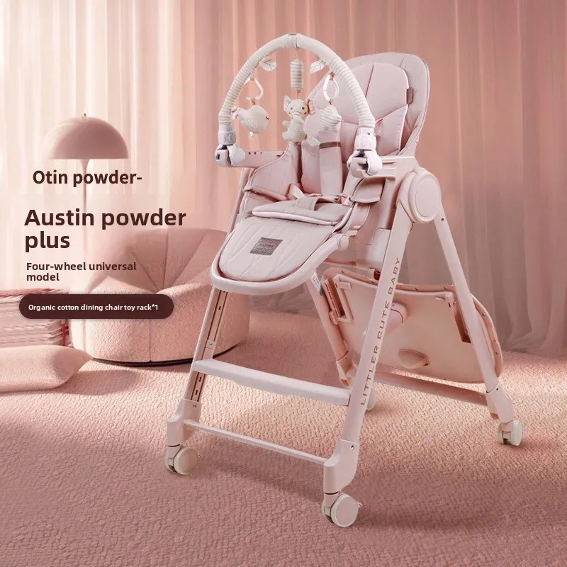 Silla alta ajustable para bebé, función reclinable, ruedas duraderas, asiento de comedor para niños pequeños, seguro para niños con arnés de 5 puntos - imagen 5