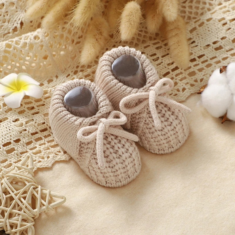 Botines de punto para bebé recién nacido, zapatos antideslizantes para primeros pasos, cómodos, de suela blanda, para interior y exterior - imagen 3