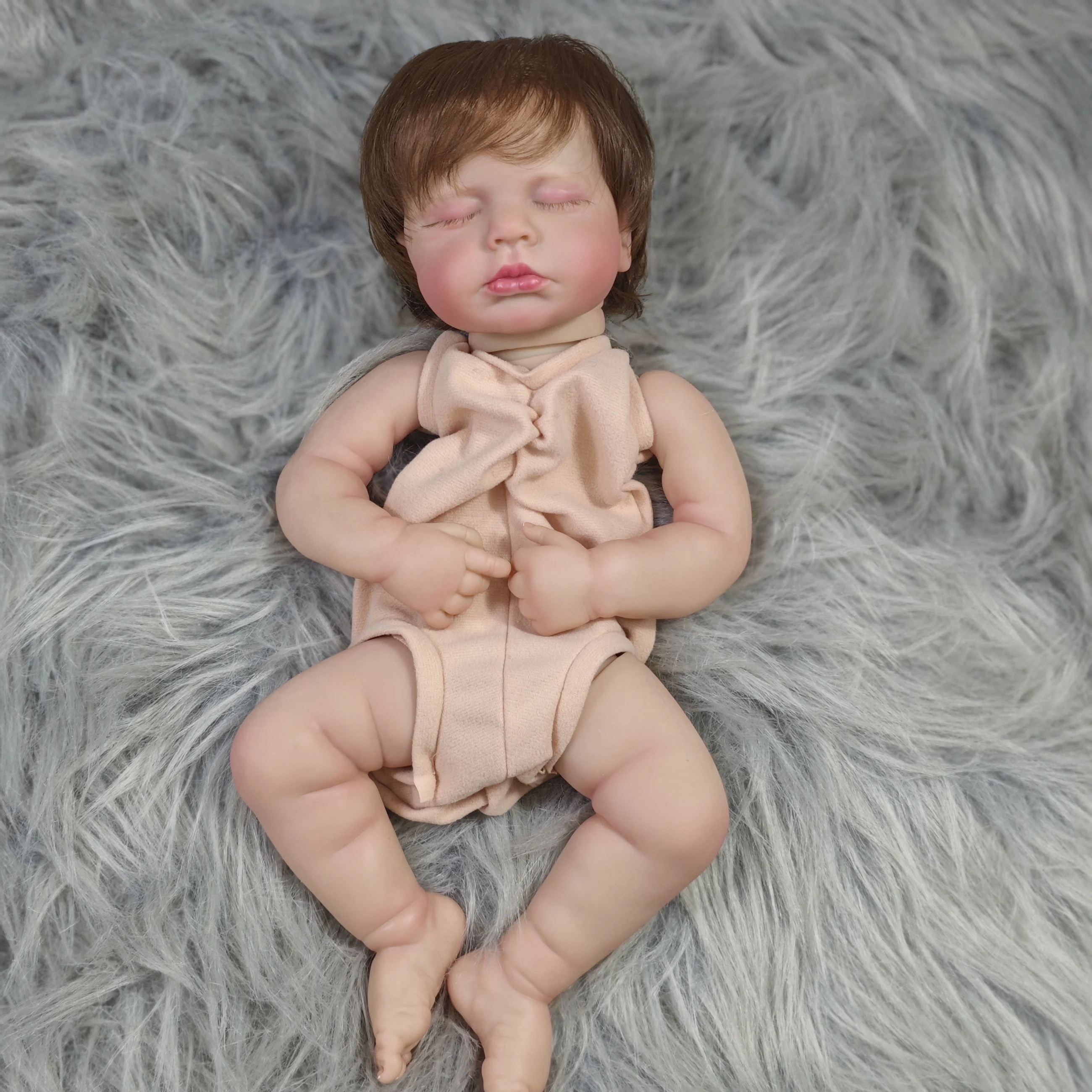 LouLou-Kit de muñeco realista pintado de 20 pulgadas, con pelo enraizado a mano, piel pintada en 3D, sin montar, piezas de vinilo hechas a mano - imagen 4