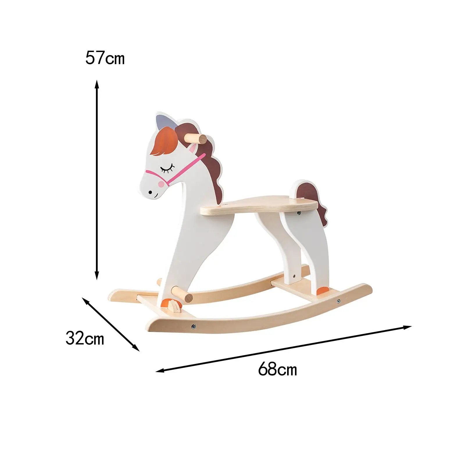 Wooden Rocking Horse Infant Ride Toy Rocking Animal Rocker Toy Baby Wood Ride on Toy for Child Children Baby Boys Girls Festival
