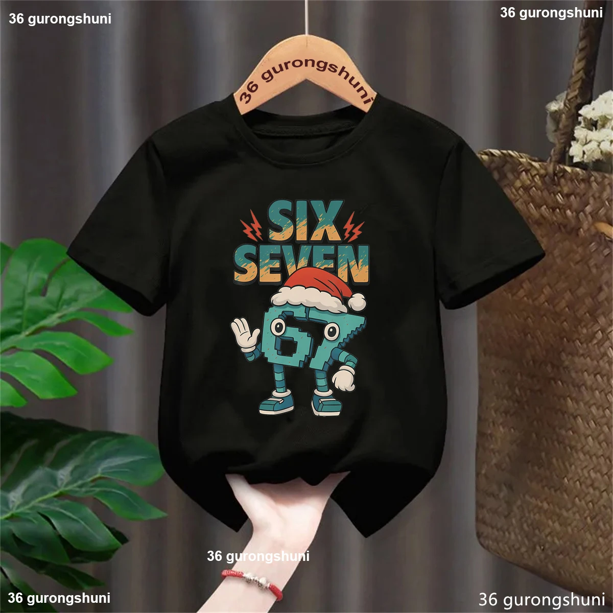 Navidad italiano Brainrot Six Seven 67 Meme impreso camiseta niñas/niños divertido fresco ropa para niños Kawaii camisa de manga corta - imagen 4