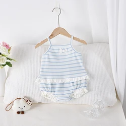 Conjunto verano rayas para niña 0-3 años con camisola y bombachos