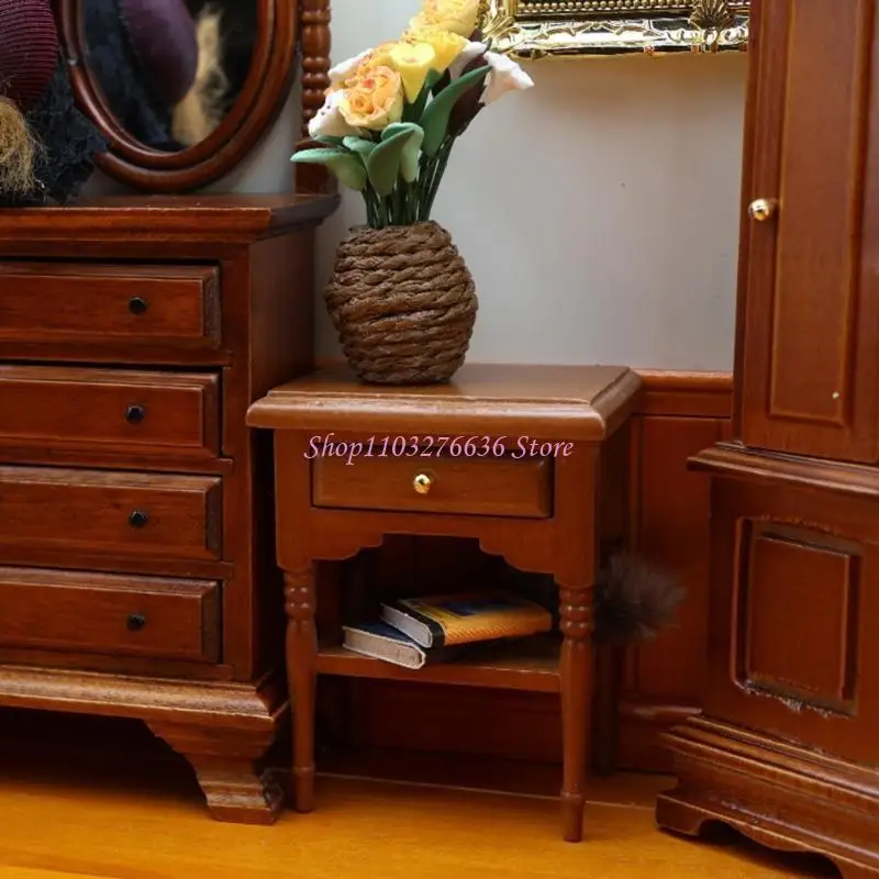 R6FD 1:12 Casas muñecas a escala Escenas miniaturas Mini Mini Night Stand 1:12 Casas muñecas muebles en Regalos - imagen 3