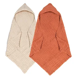 Toalla con capucha de muselina para bebé – suave y absorbente