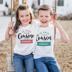 I Am A Truly Perfect Cousin French Print Kids Shirts Boys Girls Short Sleeve T-shirt Tee Cousins Clothes Child Casual Top Outfit