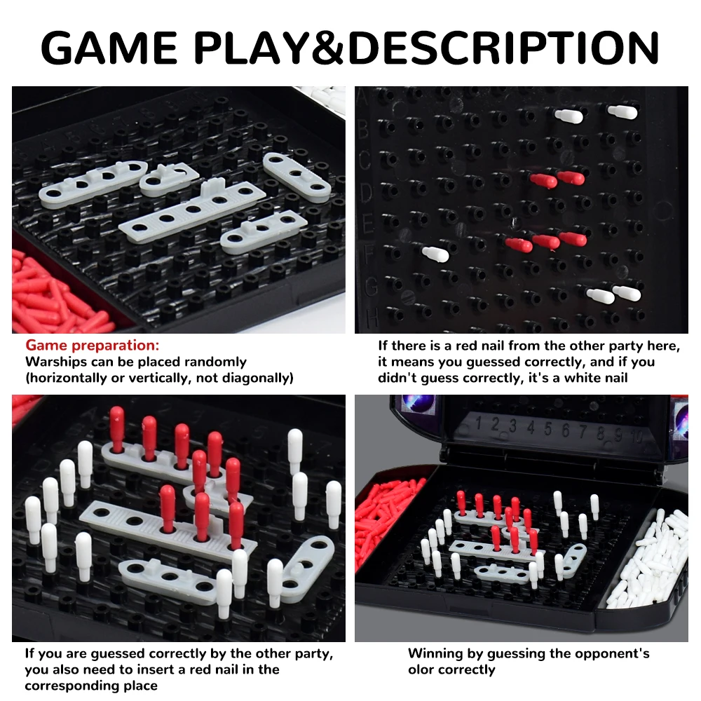 Interesante buque de guerra para niños, juegos de mesa de barco marino, juguetes, acorazado de dos jugadores, juego de mesa de estrategia de combate Naval clásico para Ki - imagen 5