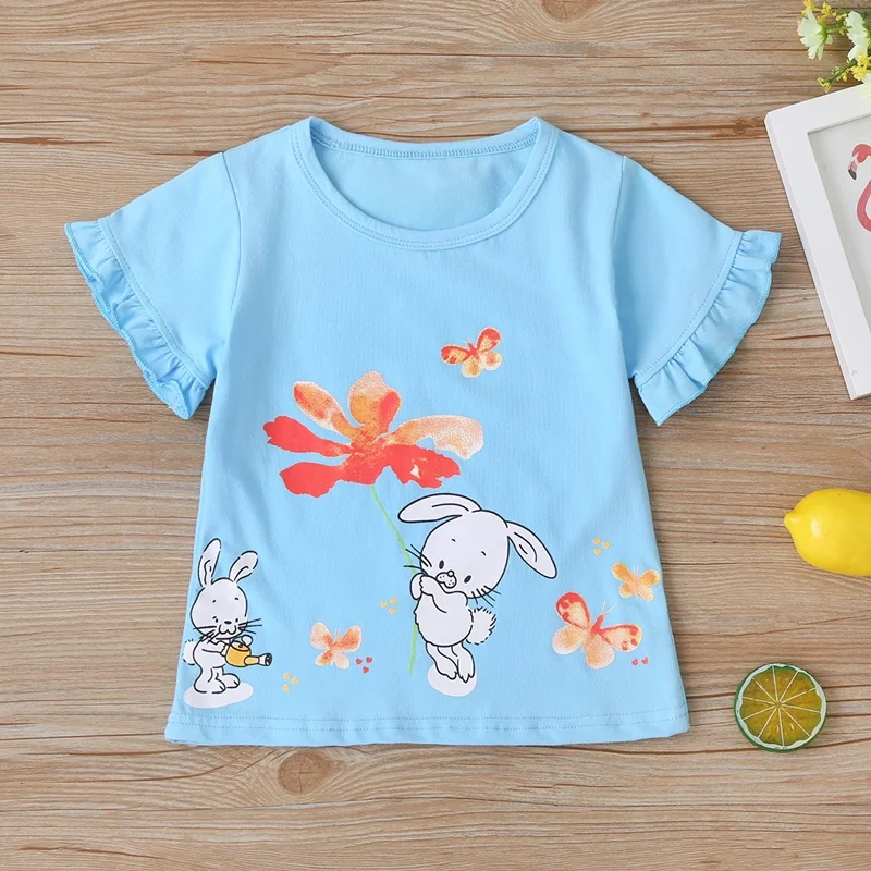 Camiseta manga corta niña algodón con volantes y margaritas verano - imagen 4