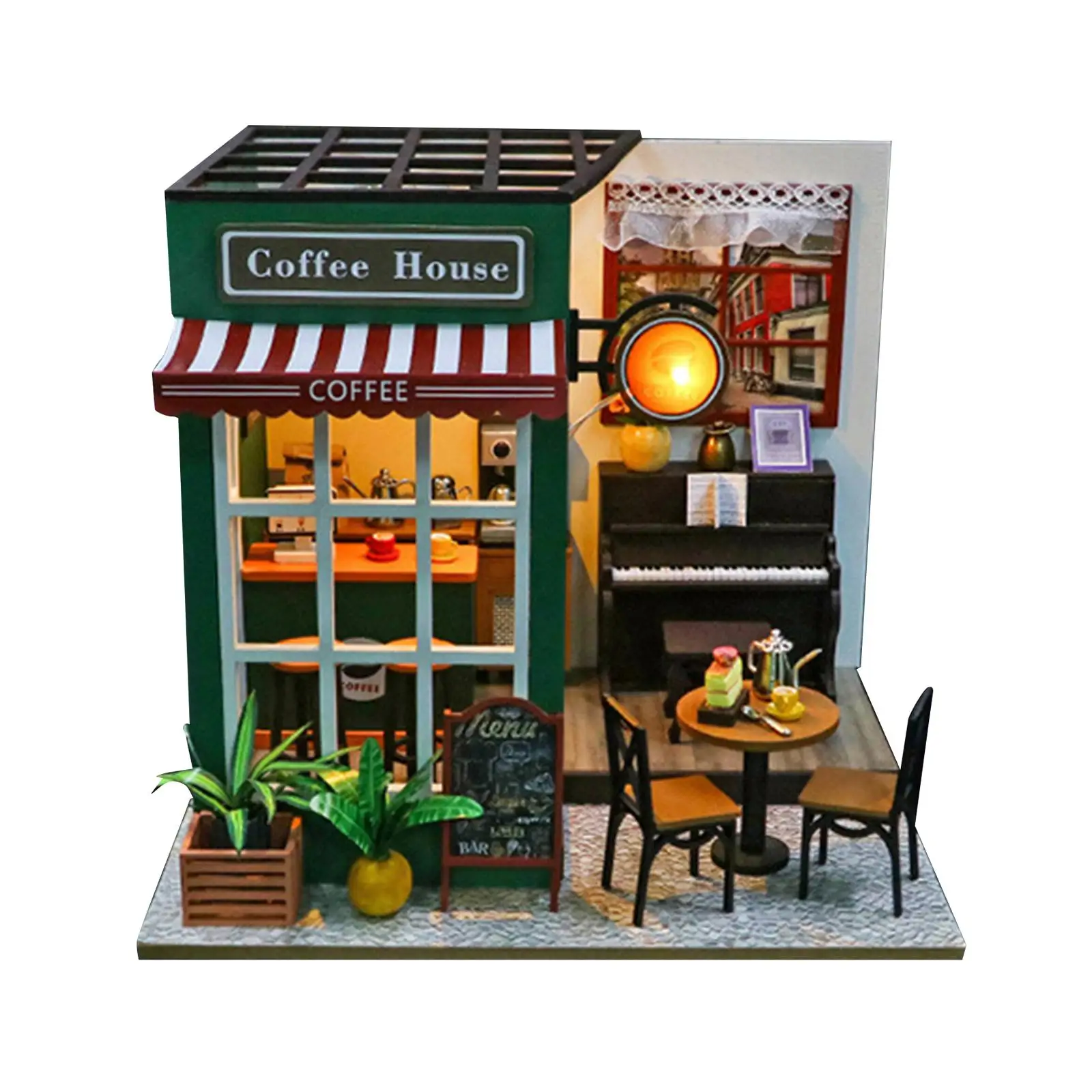 DIY Miniature Dollhouse Kits with Furniture Coffee Shop for Family Mother