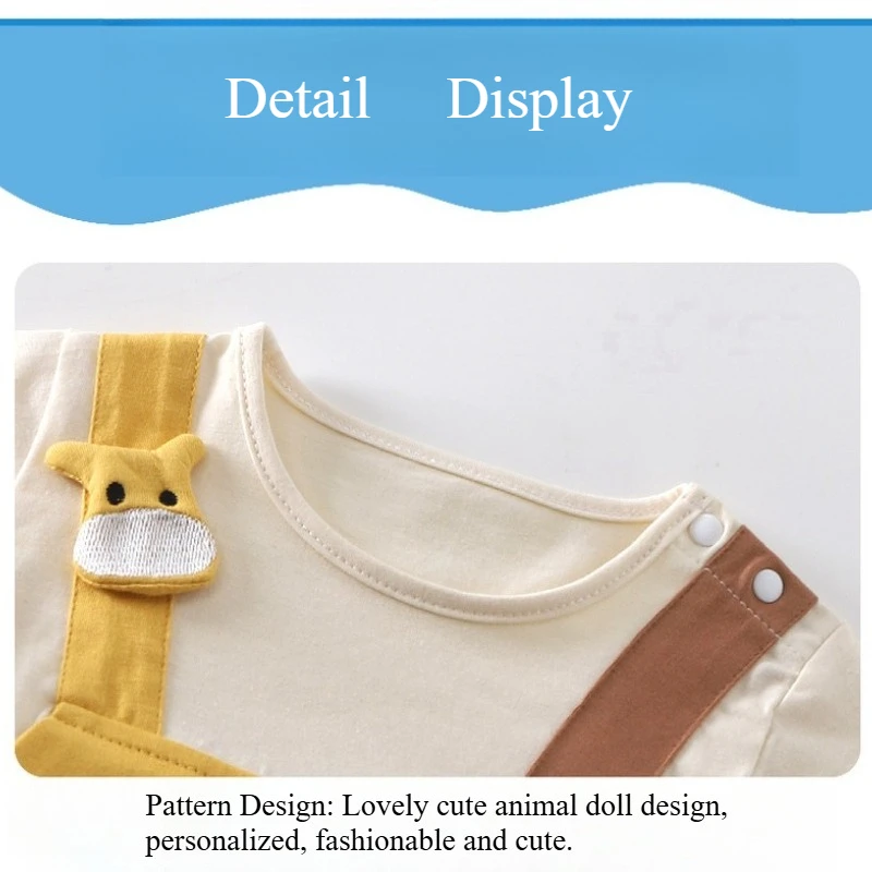 Mameluco de dos piezas falso de verano para bebé Unisex, mono de jirafa empalmado bonito, mono fresco de manga corta para niños y niñas - imagen 4