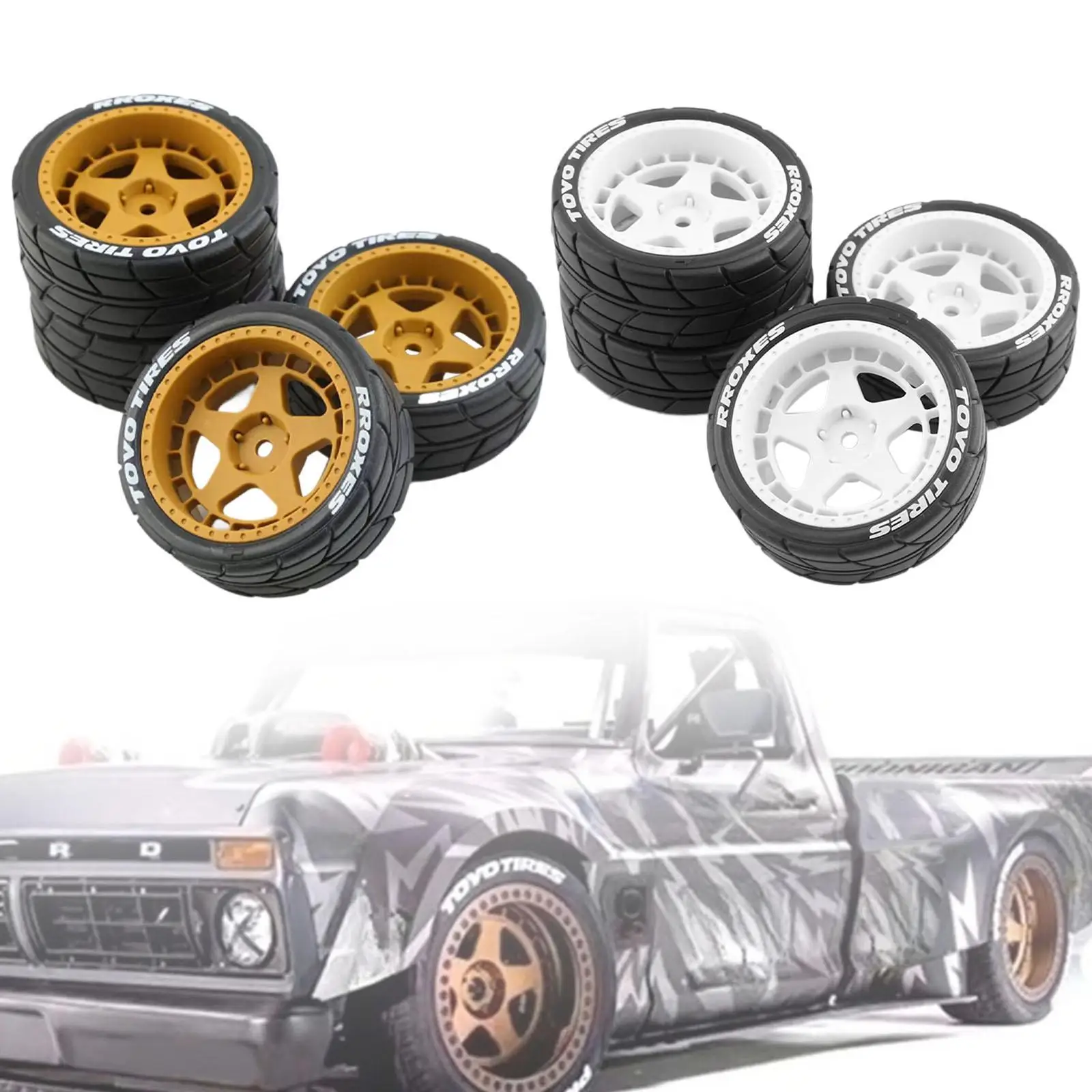 4Pcs RC Car Rubber Tires Good Grip Replacements for TT02 XV01 1/10 Crawler