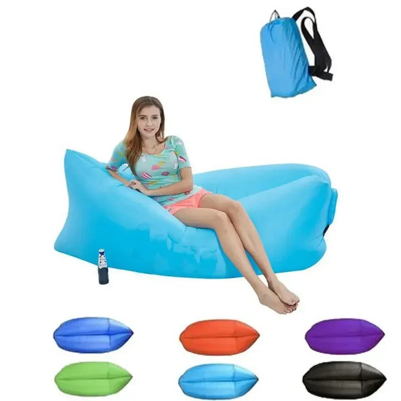 Juguetes inflables plegables de inflado rápido, sofá de aire de relajación para playa al aire libre, bolsa perezosa para dormir de buena calidad - imagen 5