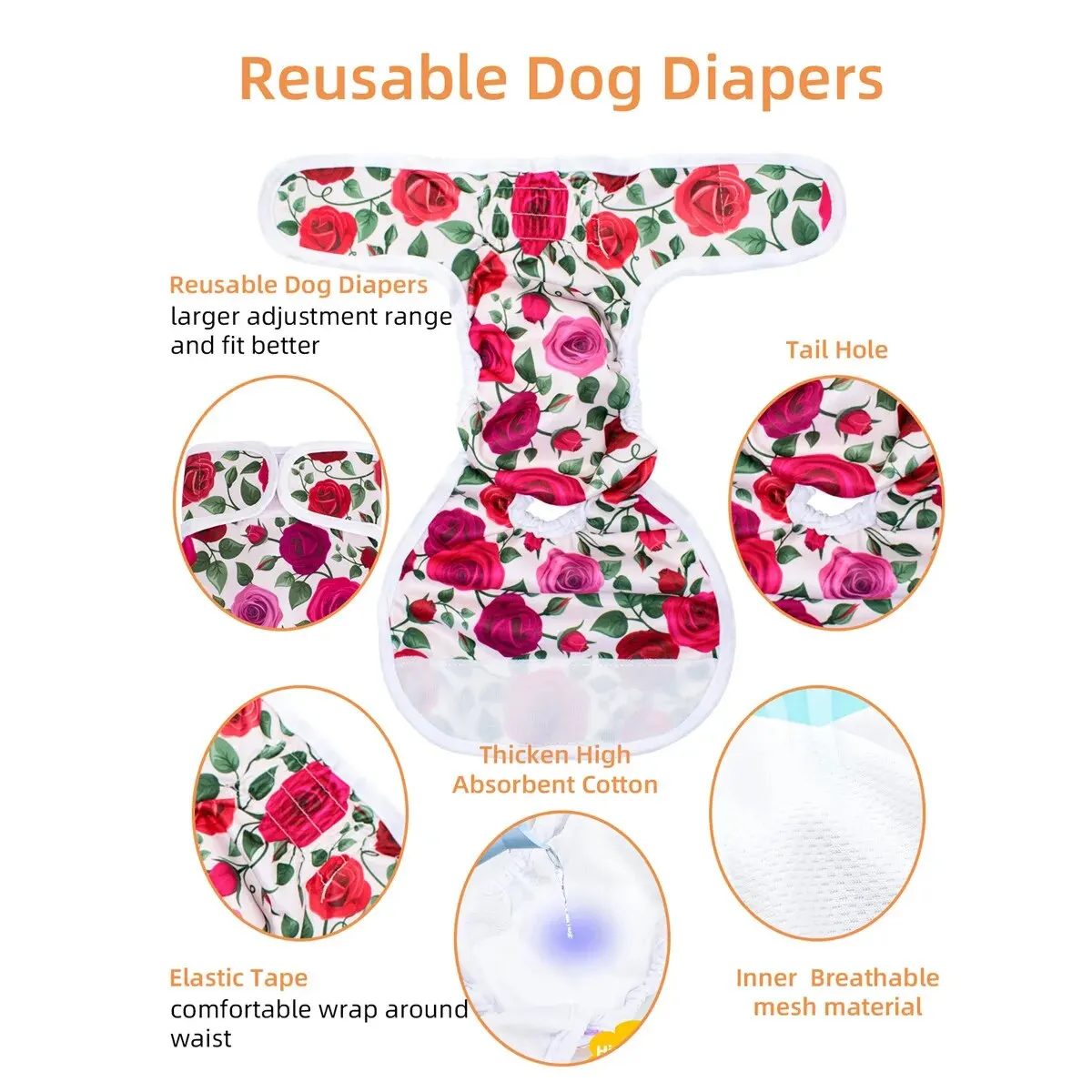 Pañales lavables para perros – Muy absorbentes y ajustables - imagen 3