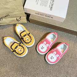 Zapatos de lona con dibujos de animales para niños pequeños, zapatillas transpirables de suela suave para caminar en interiores, novedad de primavera, 2024