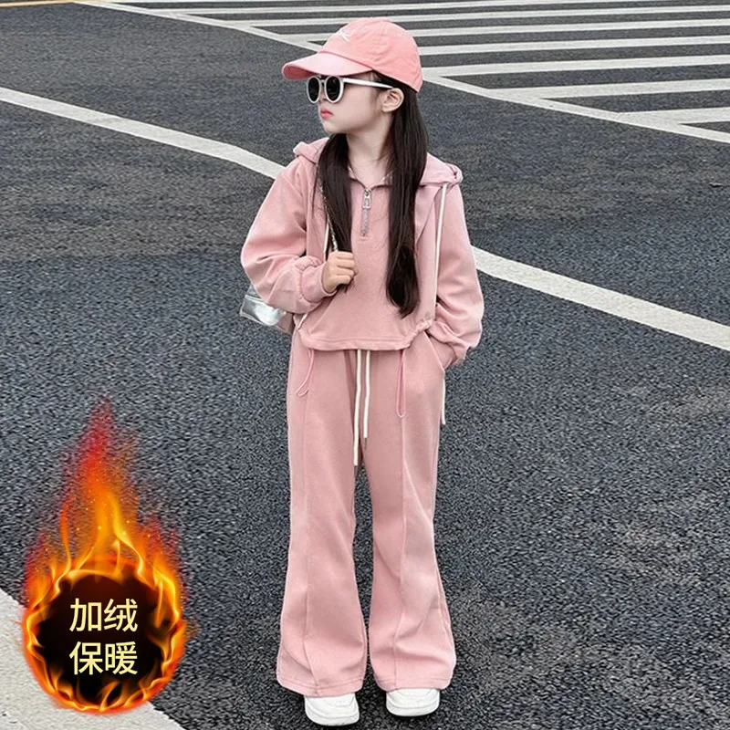 Conjunto acolchado de invierno para niñas con capucha cálida