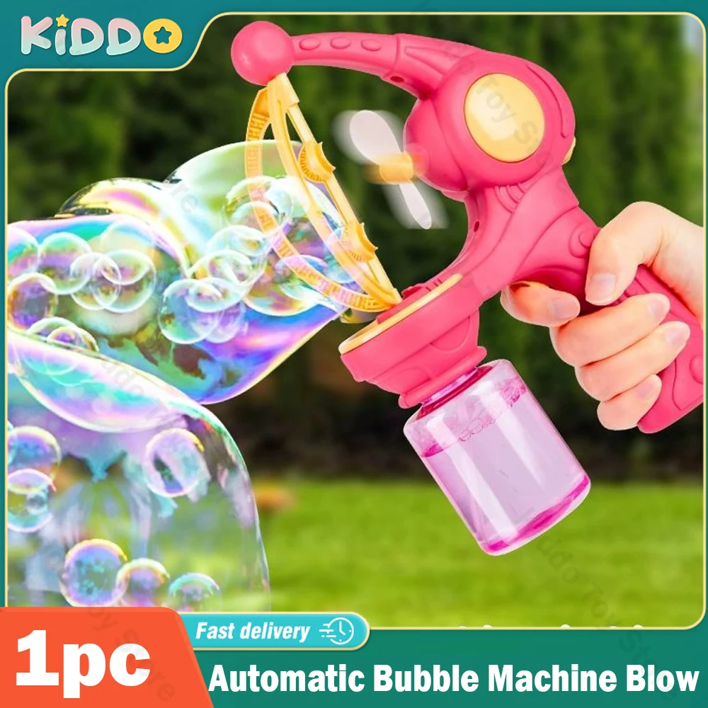 Máquina automática de burbujas para niños, lanzador de pistola de burbujas, soplado de burbujas para niños, fabricante de burbujas de jabón al aire libre, juguetes para fiestas y bodas
