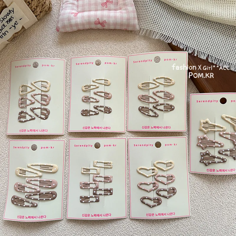 6 unids/set Beige café Color crema niños niña Clip de pelo simplicidad Linda moda coreana pasadores lindo Bang Clip LATERAL sombreros - imagen 2