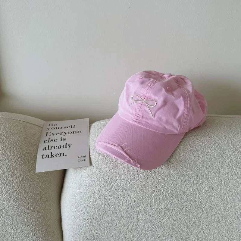 Bonita gorra de béisbol con lazo de Jacquard para niños y niñas, Color gelatina, sombrilla a la moda, gorra de pico, gorra a la moda para primavera y verano - imagen 3