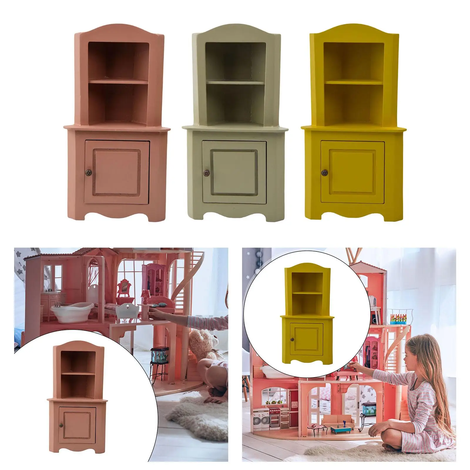 1/6 Scale Cabinet Life Scene Wooden Furniture Doll Accessories Decoration Mini Model for Living Room Home Bedroom Ornaments