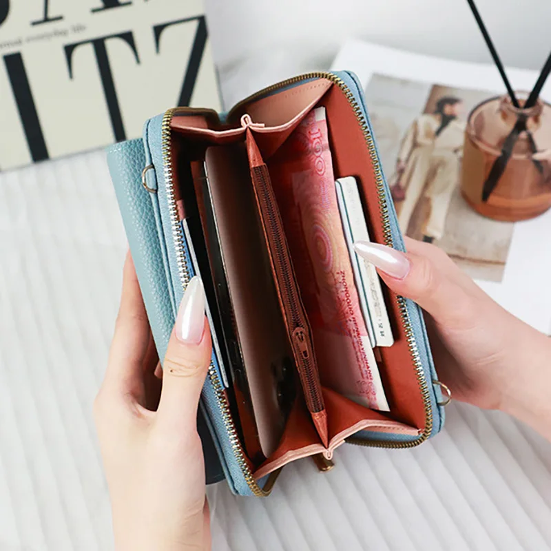 Bolso de hombro tipo bandolera a la moda para mujer, correa ancha para el hombro, bolsos multifuncionales para teléfono móvil, cuero Pu con bolso redondo pequeño - imagen 3