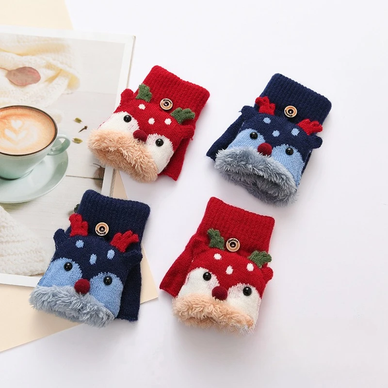 Guantes de forro polar con tapa abatible para niños – Estampado renos - imagen 4