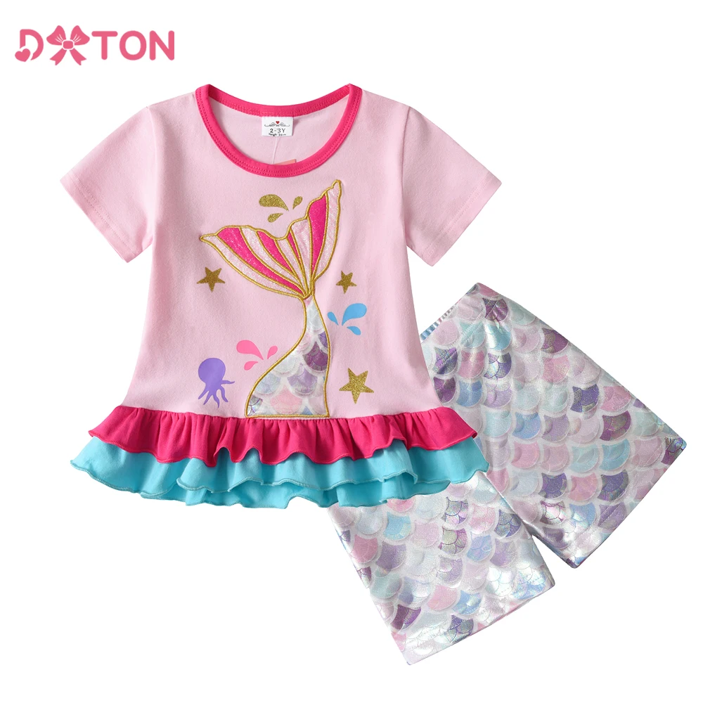 Conjunto DXTON para niña con apliques de sirena y volantes - imagen 5