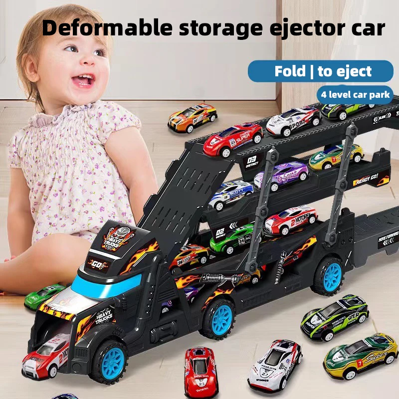 Niño Shape-shifting niño plegable expulsión coche de juguete contenedor portador taxi transporte coche ingeniería camión camión grande 1 de junio niños