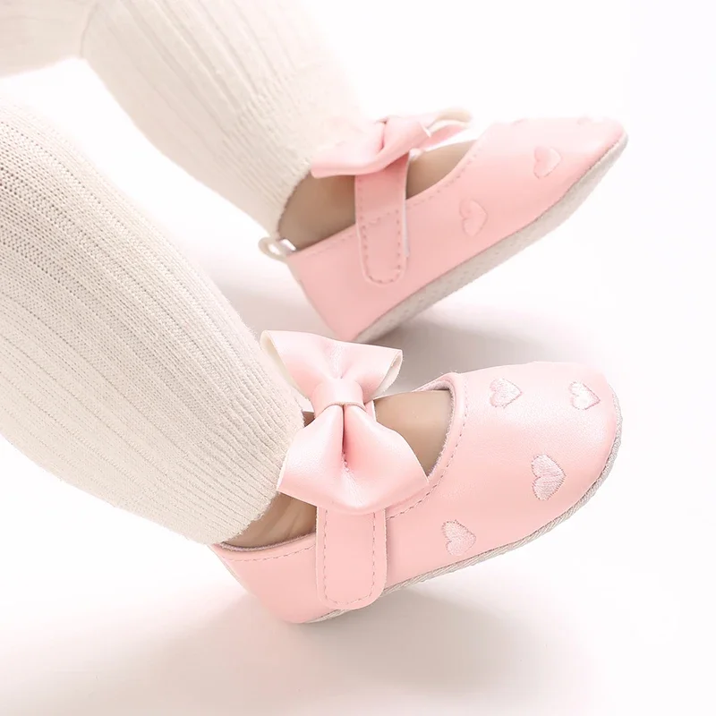 Zapatos de bebé otoño suela blanda antideslizante con lazo y corazón - imagen 4
