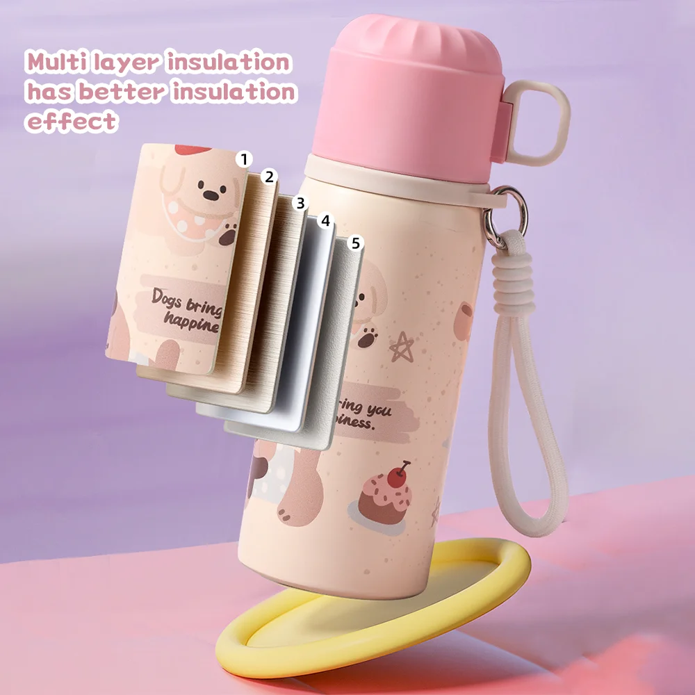 Taza de agua fría aislada para estudiantes de gran capacidad de 450ml, taza doble de acero inoxidable 316, regalo de cumpleaños al aire libre - imagen 5