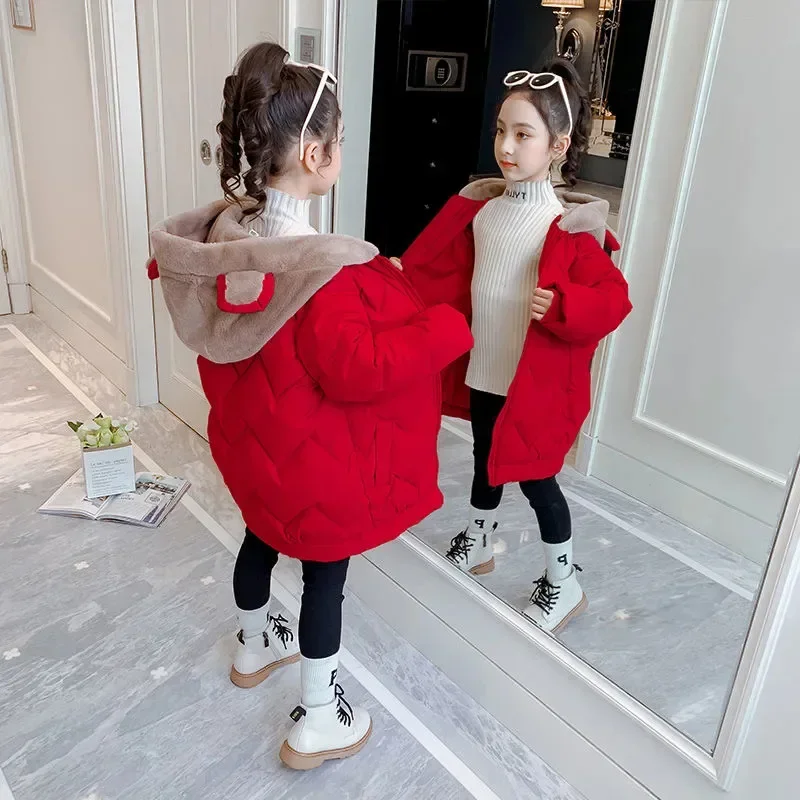 Parka acolchada de algodón con capucha para niña – Abrigo cálido de otoño - imagen 5