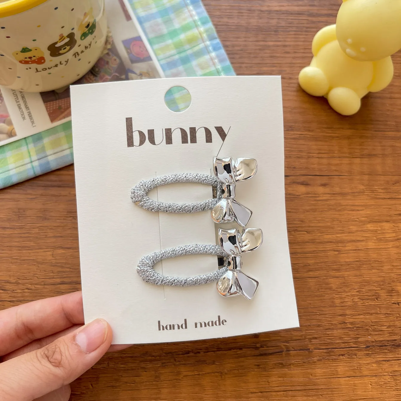 2 uds nuevo plata brillante lazo de seda amor niños BB Clip flequillo Simple Clipheadwear niñas niños accesorios para el cabello - imagen 5