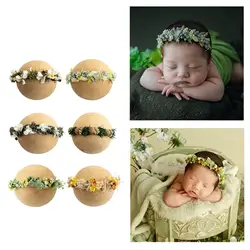 Diadema de flores para recién nacido de 0 a 6 meses, corona floral, fotografía de regalo ajustable