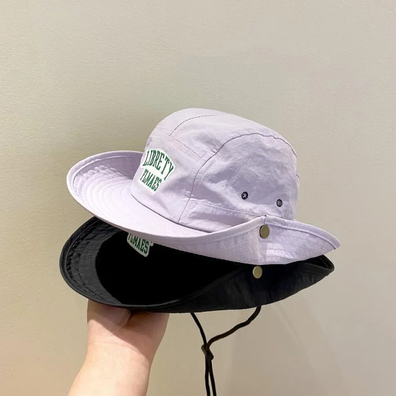 Sombrero de pescador para niños con Bordado de letras de Color sólido, sombrero de cubo para bebé de verano de secado rápido, gorra de lavabo para sombrilla de playa al aire libre para niños y niñas