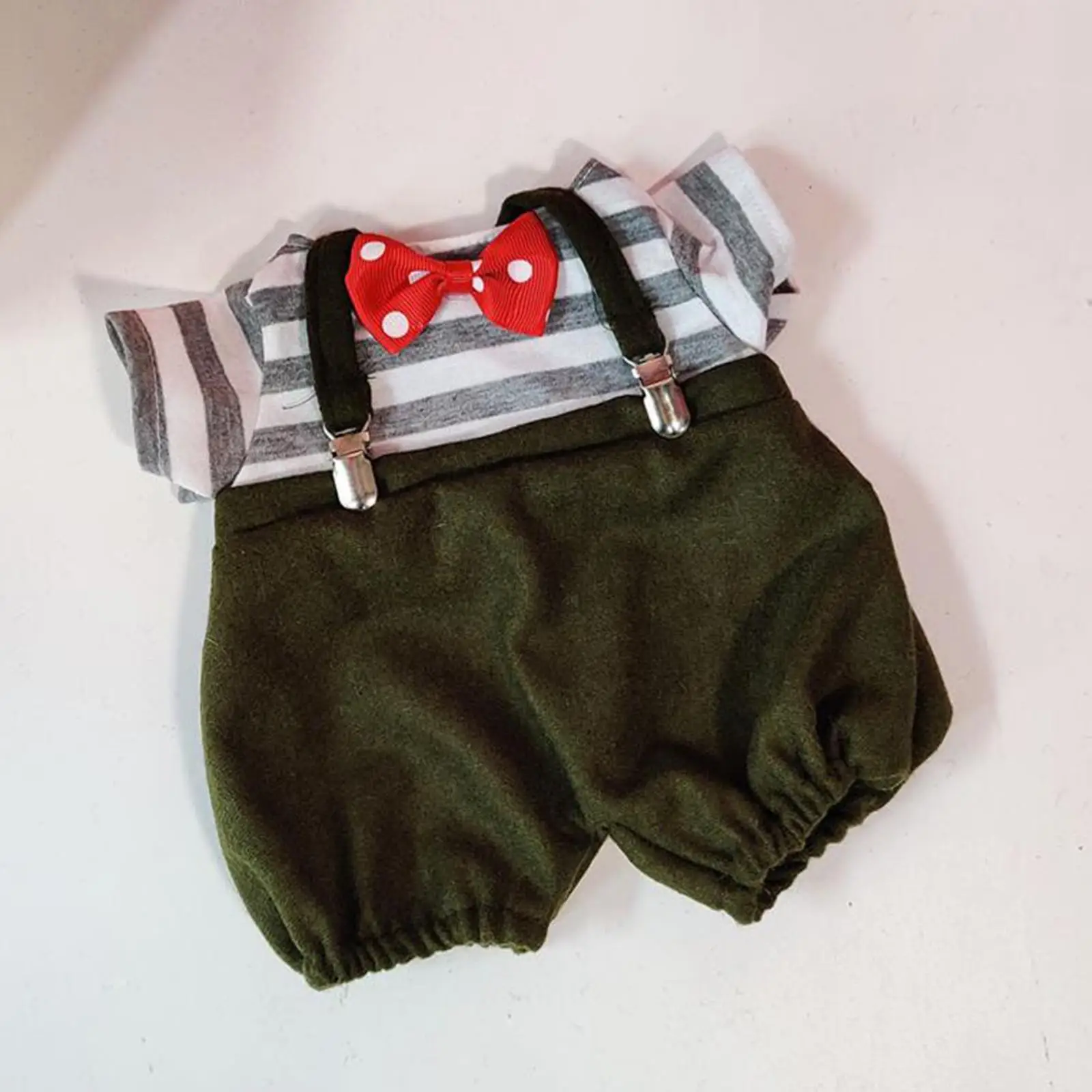 3x Fashion Dolls Suspender Pants and T Shirt Bow Tie Outfits Accessories Handmade Clothing for 38cm Dolls Children's Gifts