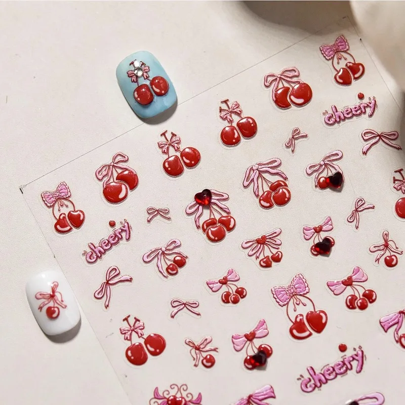 Pegatinas decorativas DIY de frutas con lazo conejo, estilo INS - imagen 2