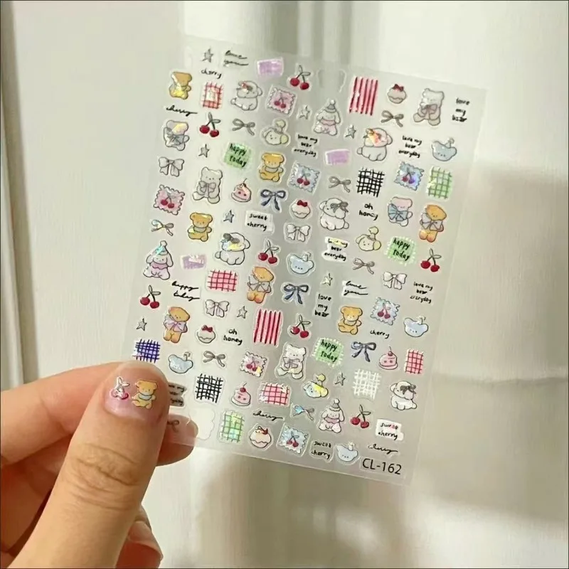 Pegatinas holográficas con oso y conejo para manualidades infantiles - imagen 3