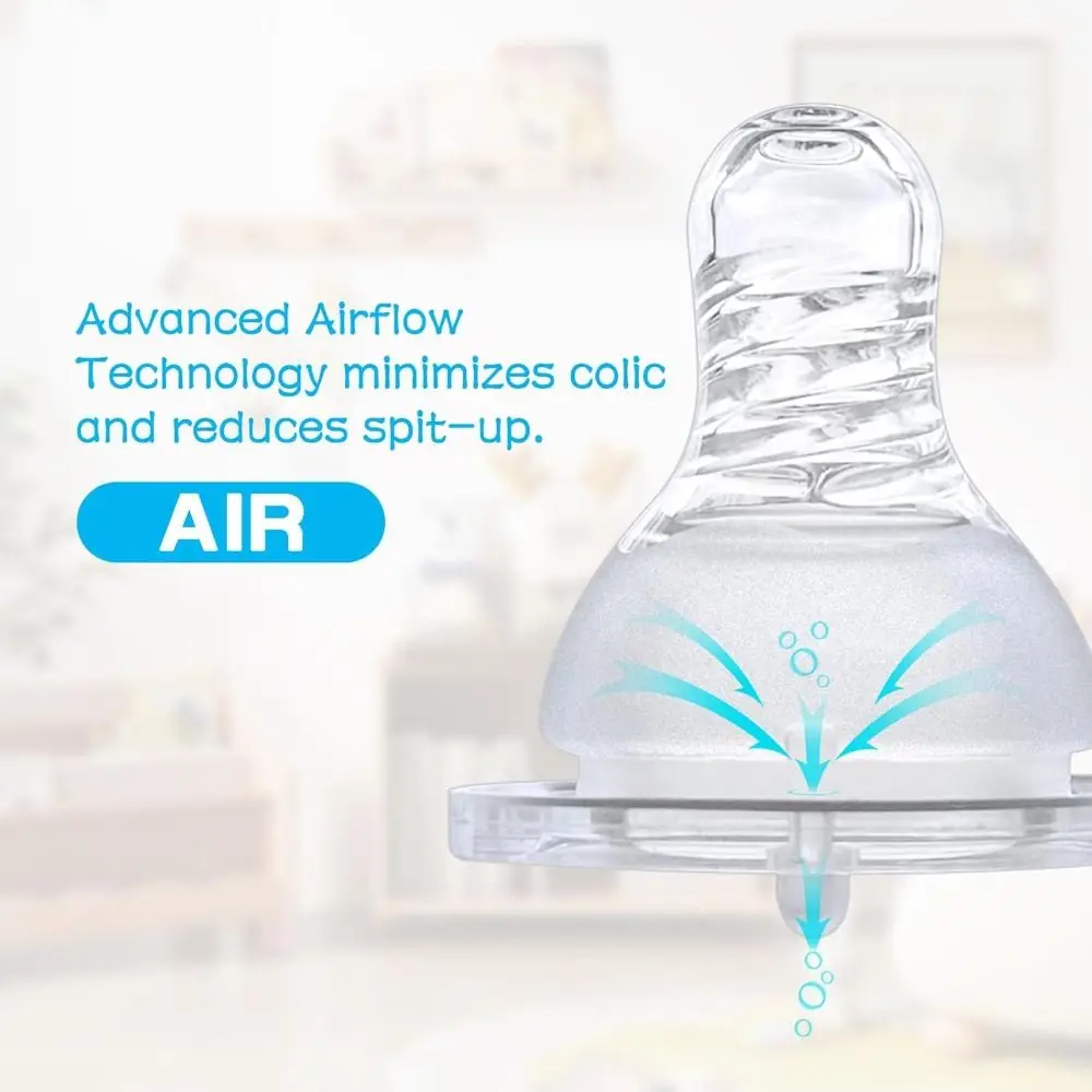 Tetinas de botella de silicona anticólicos sin BPA, botella de silicona de grado alimenticio similar al pecho, tetina, botellas de flujo medio, suministros para tetinas