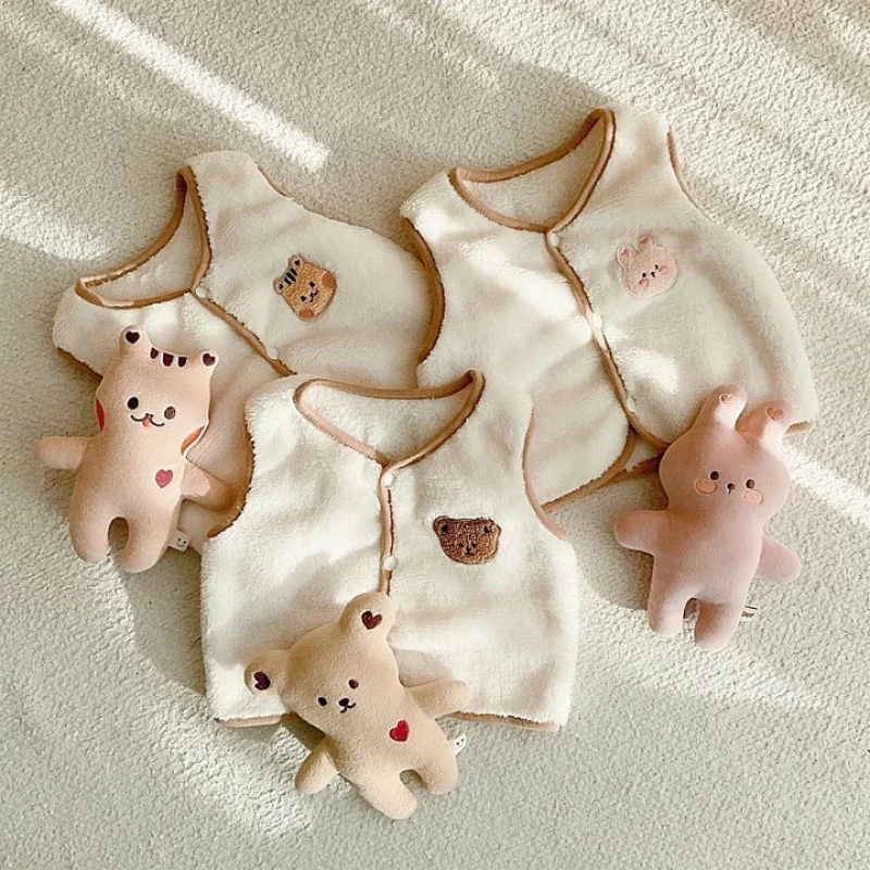 Lindo chaleco de bebé para niños de 6 a 24 meses, ropa de invierno para niños y niñas, chaleco térmico grueso para niños, chaleco de felpa suave, abrigo exterior
