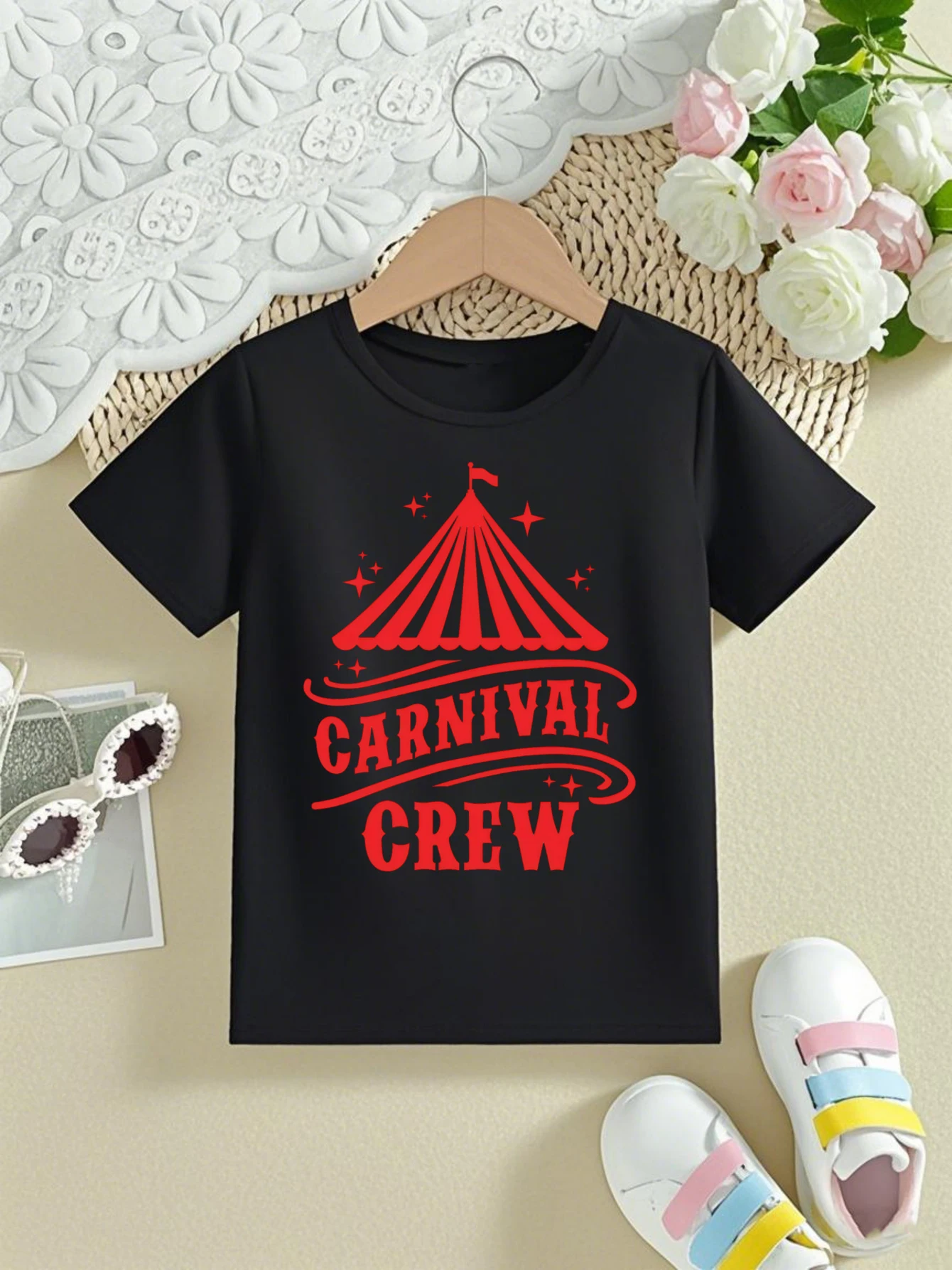 Camiseta con estampado de letras de equipo de carnaval para niñas/niños, camiseta de regalo de Mardi Gras, ropa Kawaii para niños, camisa de manga corta de verano para niños pequeños - imagen 3