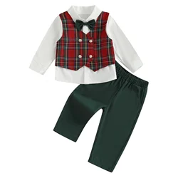Uniforme escolar preppy bebé con camisa corbata y chaleco punto cable