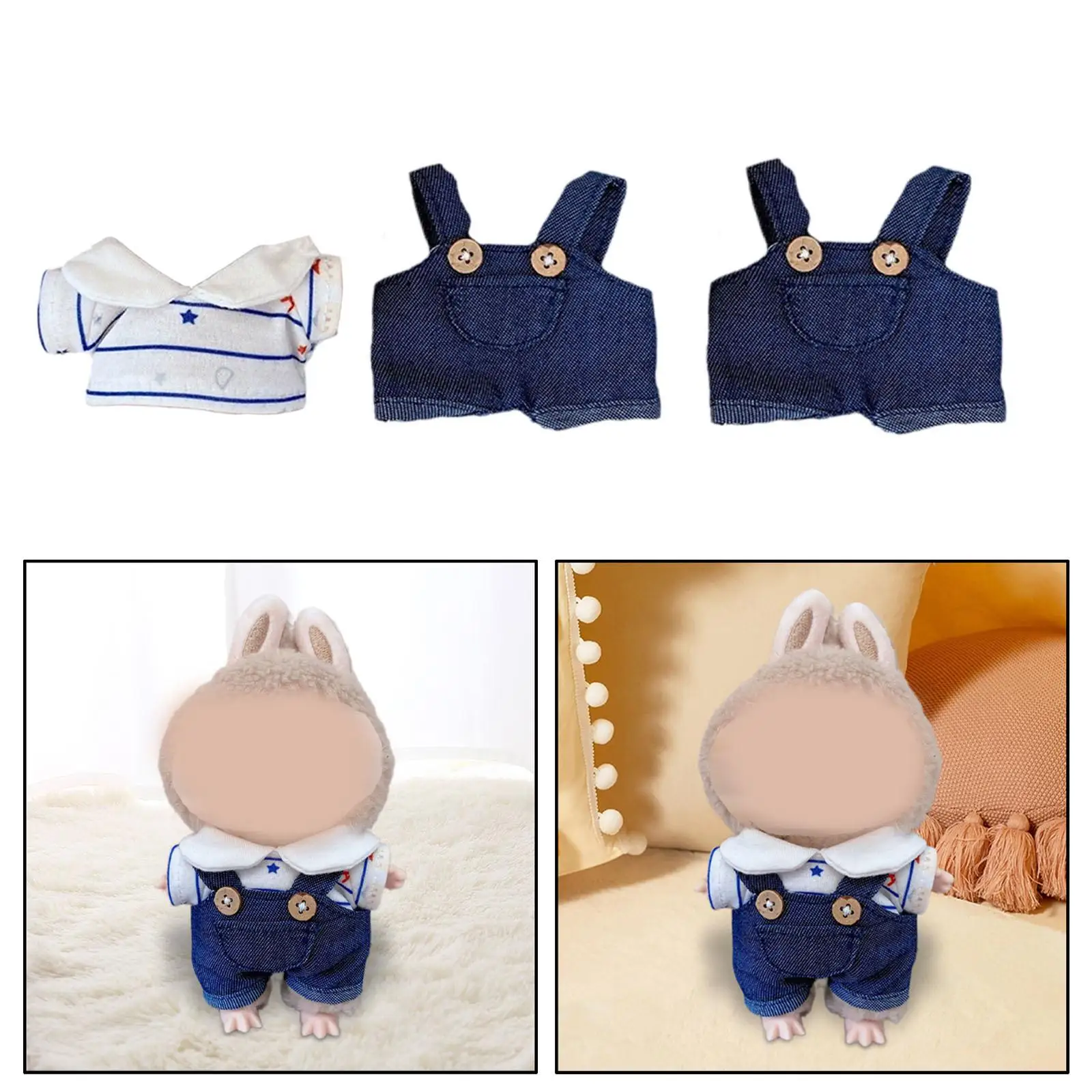 Fashion Dolls Suspender Pants Doll Clothes, DIY Soft Costume Accs Outifits, for 15cm Dolls, Boys Dolls Thanksgiving Gifts