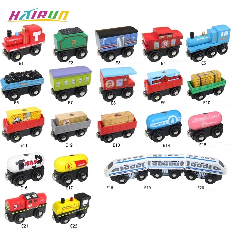 Tren de madera magnético para niños con locomotora y pista ferroviaria - imagen 2