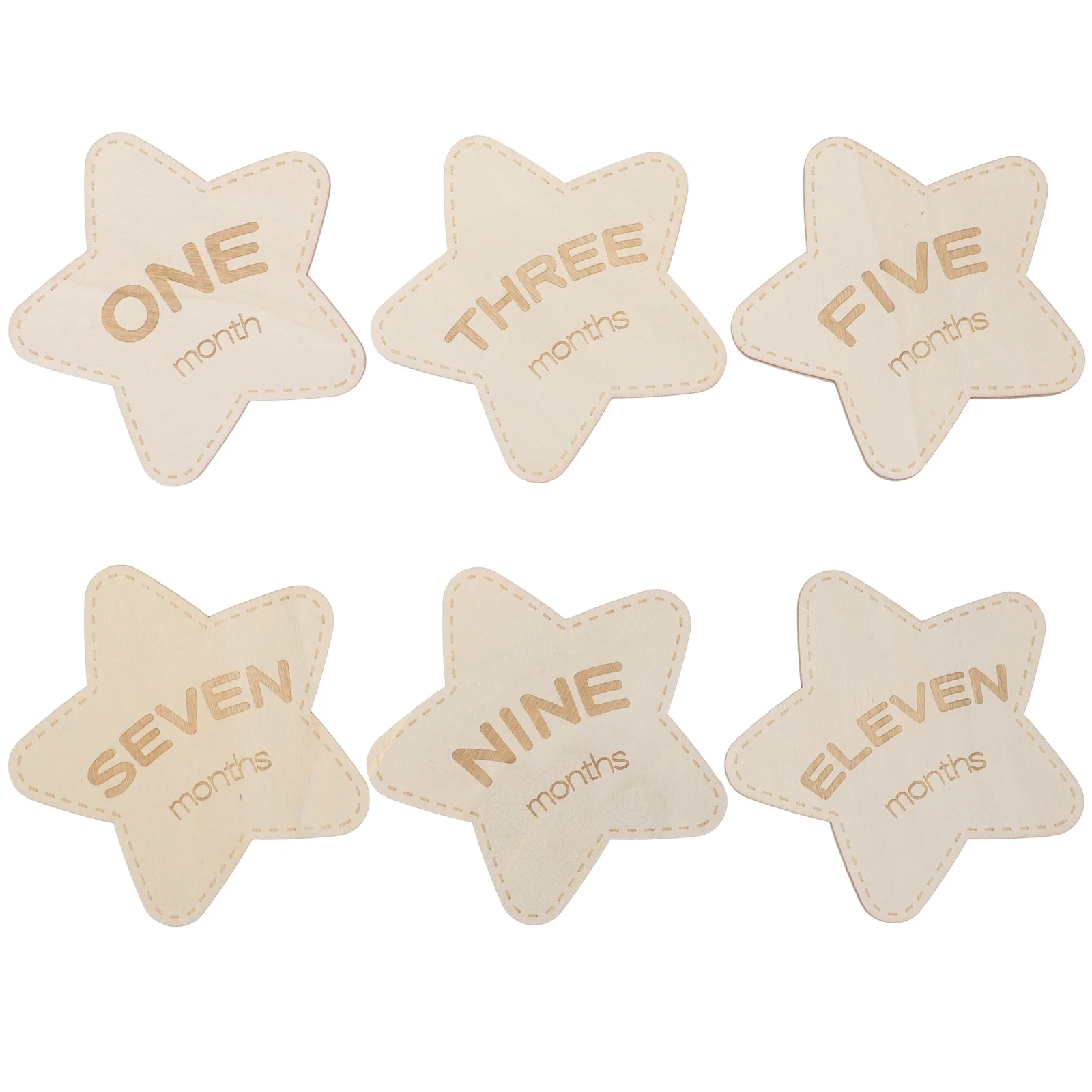 Marcadores de hito de madera para bebé, señal de foto mensual para recién nacido, anuncio de bebé conmemorativo de doble cara, señal de foto para recién nacido, 6 uds. - imagen 4