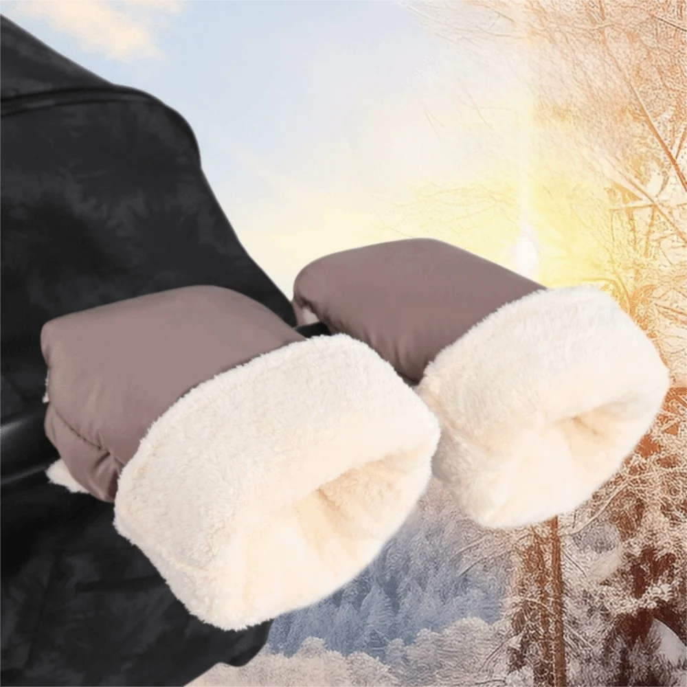 Guantes impermeables para cochecito de viaje, guantes cálidos para manillar, mitones anticongelantes gruesos para invierno, accesorios para cochecito